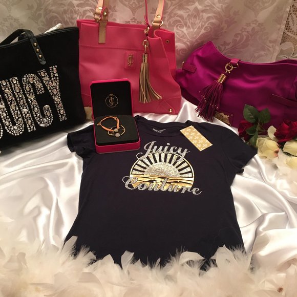 Juicy Couture Tops - RARE new vintage juicy couture tee shirt and 2 bracelet set !